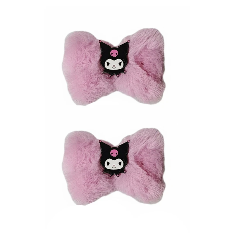 گیره مو دخترانه مدل پاپیون پشمی کرومی مجموعه ۲ عددی