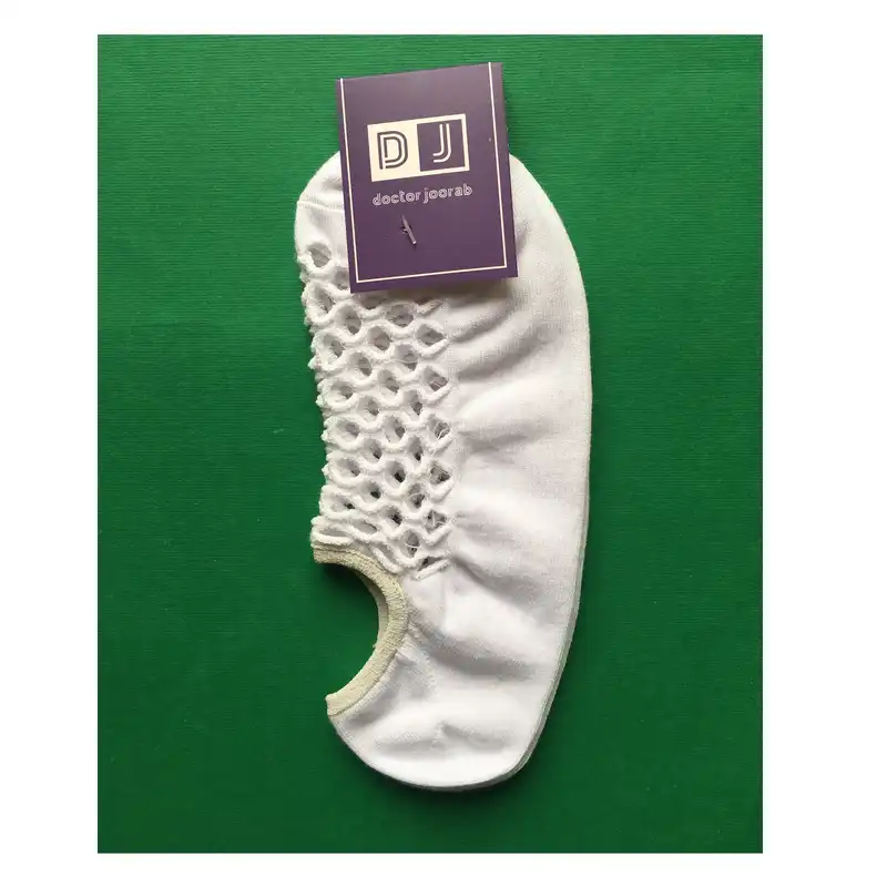 جوراب زنانه دکتر جوراب مدل مچی پنبه توری رنگ سفید