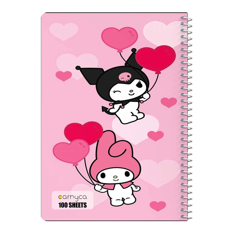 دفتر مشق 100 برگ سیمی کارنیکا طرح مای ملودی و کورومی My Melody & Kuromi کد 54890