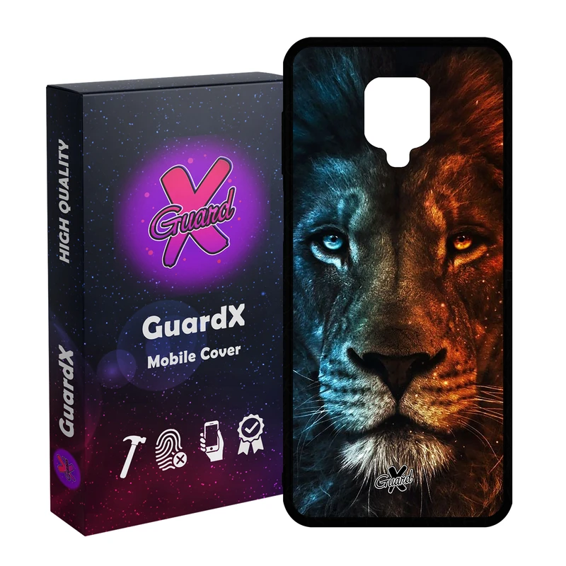 کاور گارد ایکس طرح شیر مدل Glass10634 مناسب برای گوشی موبایل شیائومی Redmi Note9 Pro/Note 9 Pro Max/Redmi Note 9S/MI Poco M2 Pro