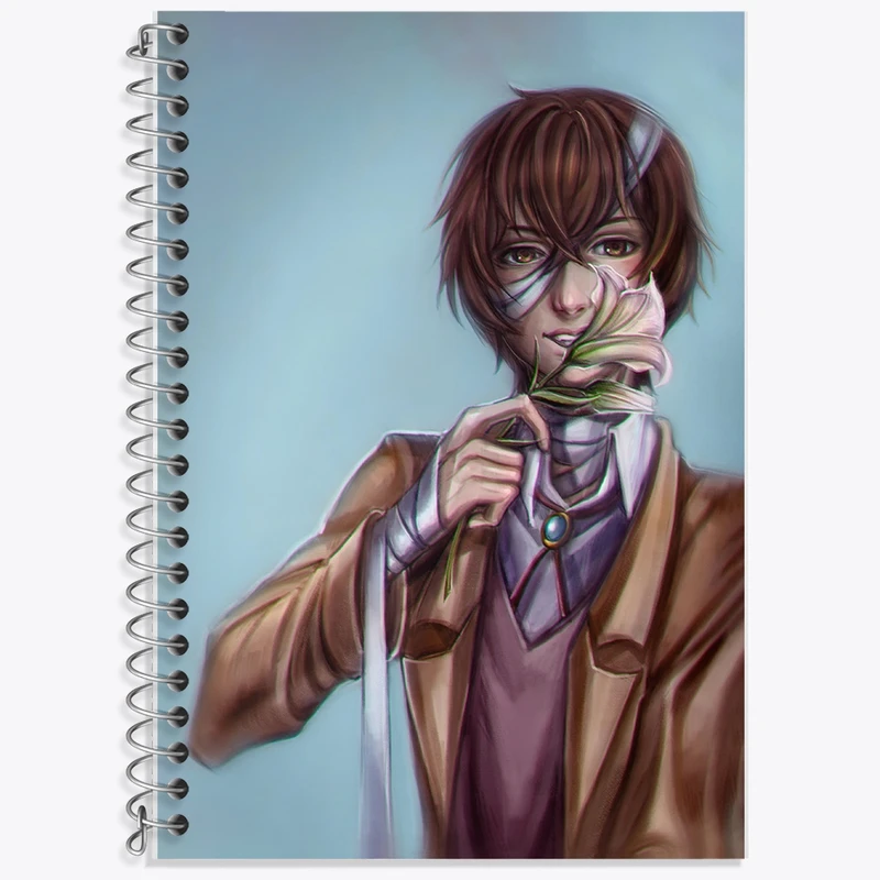 دفتر زبان 50 برگ خندالو مدل دو خط طرح دازای انیمه سگ های ولگرد بانگو کد F2482