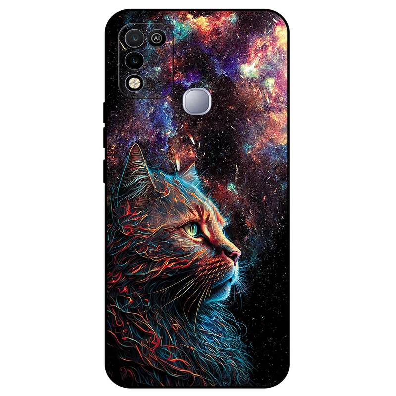کاور مگافون طرح گربه کهکشانی مدل 4203 مناسب برای گوشی موبایل اینفینیکس Hot 10 Play / Hot 11 Play