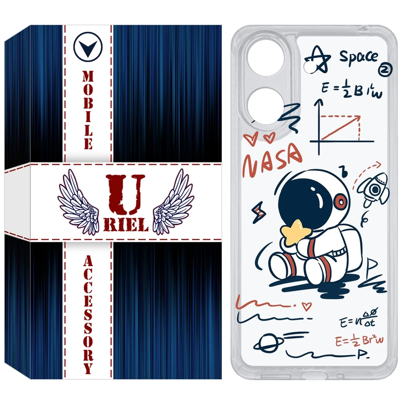 کاور یوریل مدل Clear کد 1 طرح فضانورد مناسب برای گوشی موبایل شیائومی Redmi 13C / Poco C65