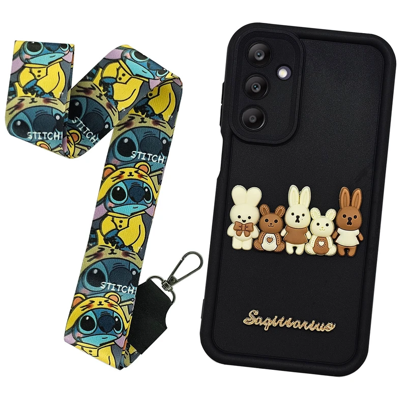 کاور مدل خرگوش طرح خانواده کد 05 مناسب برای گوشی موبایل سامسونگ Galaxy A25 به همراه بندآویز