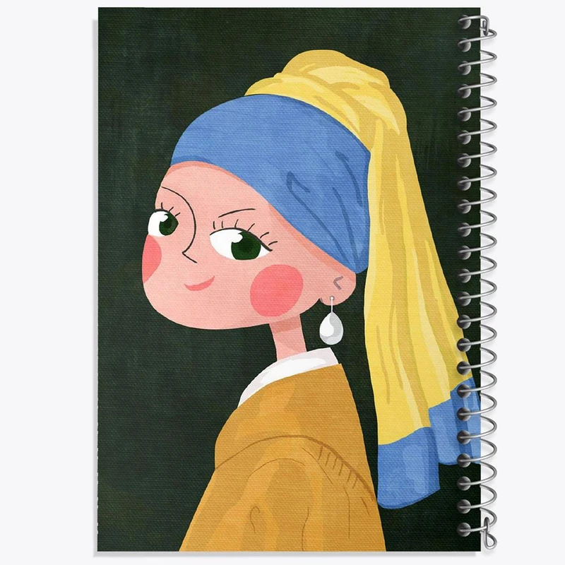 دفتر لیست خرید 50 برگ خندالو طرح دختری با گوشواره مروارید کد 23357