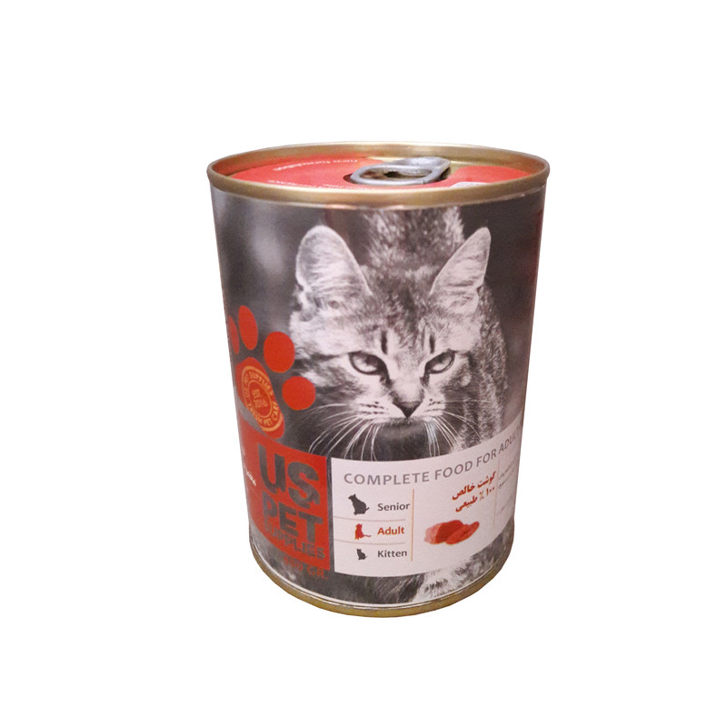 کنسرو غذای گربه یو اس پت سپلایز مدل گوشت خالص وزن 400 گرم