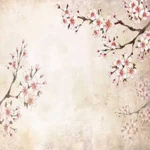 پوستر دیواری سه بعدی مدل نقاشی شاخه گل شکوفه سفید DVRF1450