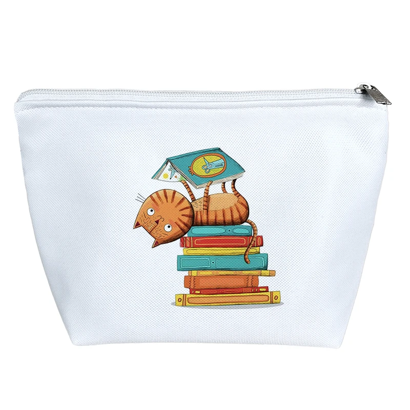 کیف لوازم آرایش دخترانه خندالو مدل گربه کتابخوان کد H1914