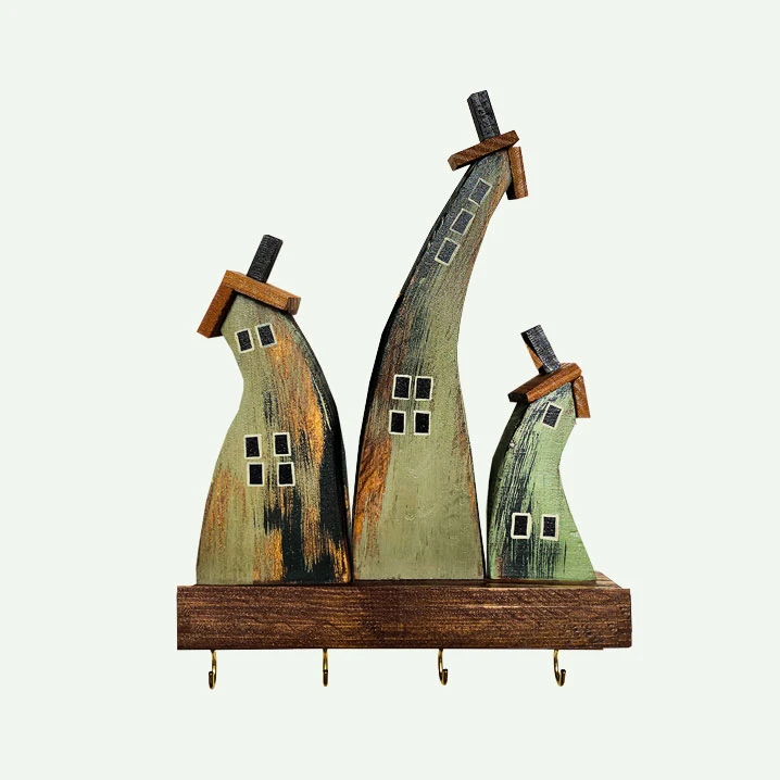 جاکلیدی دیواری چوبی مدل دهکده رویایی کد 52725