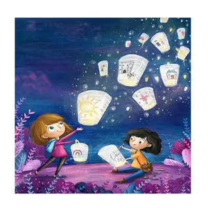 تابلو کودک و نوزاد طرح کودکان و بالن های رویایی کد wkt98