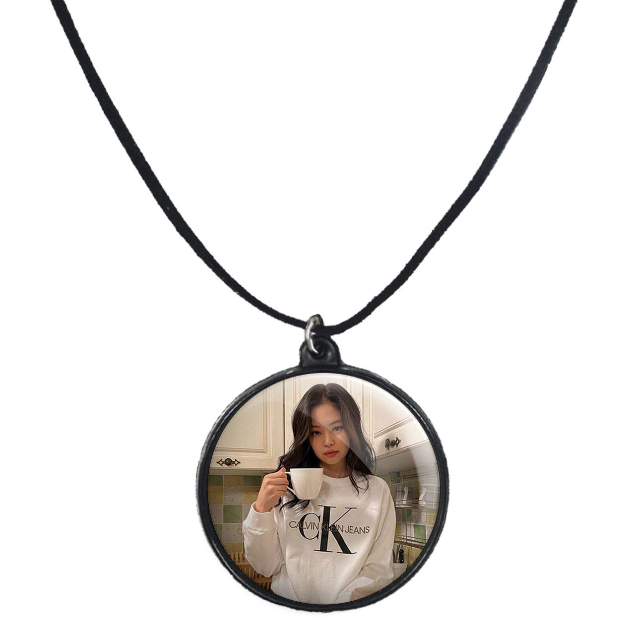 گردنبند پرمانه طرح بلک پینک کد pmb.6725 مدل دو طرفه