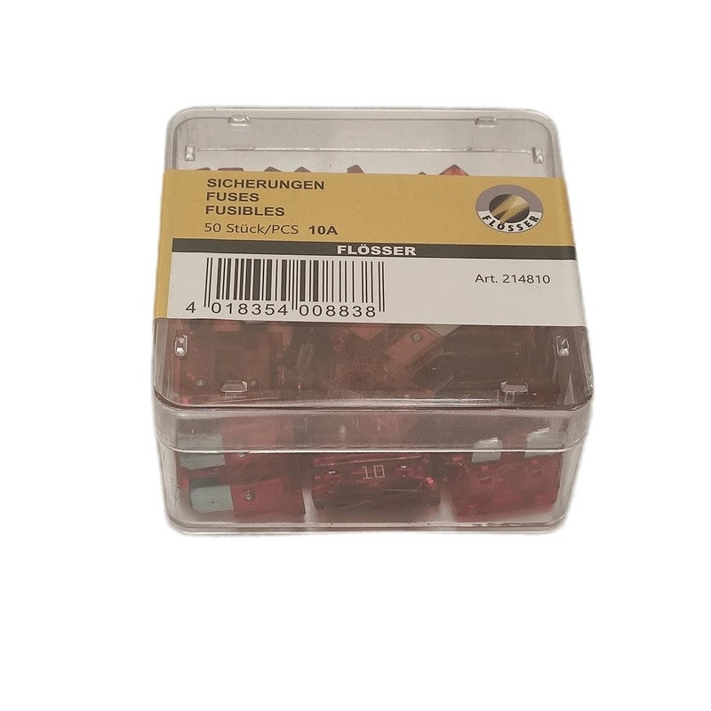فیوز خودرو فلوسر مدل 2 پایه شیشه ای مجموعه 50 عددی 