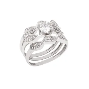 انگشتر نقره زنانه مدل 21709 مجموعه 3 عددی