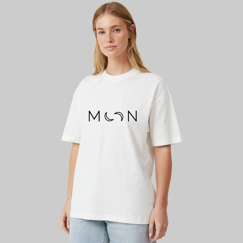 تی شرت آستین کوتاه زنانه پنبه طرح moon
