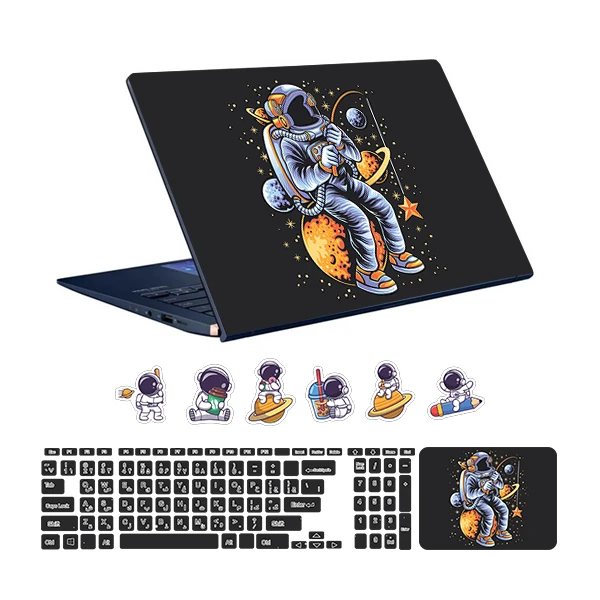  استیکر لپ تاپ توییجین و موییجین طرح Astronaut کد 11 مناسب برای لپ تاپ 15.6 اینچ به همراه برچسب حروف فارسی کیبورد 
