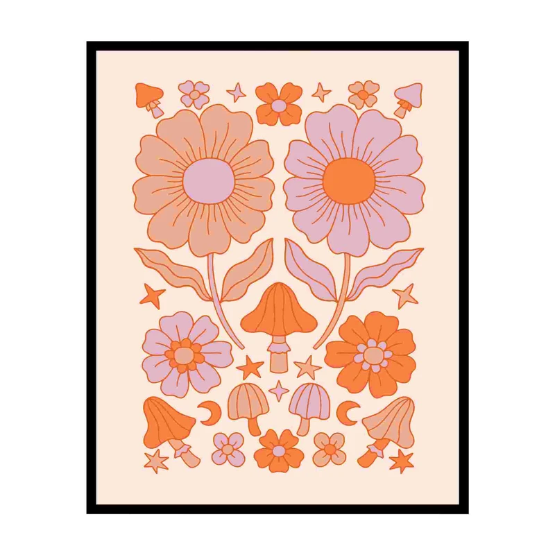 پوستر مدل گل‌ها و قارچ