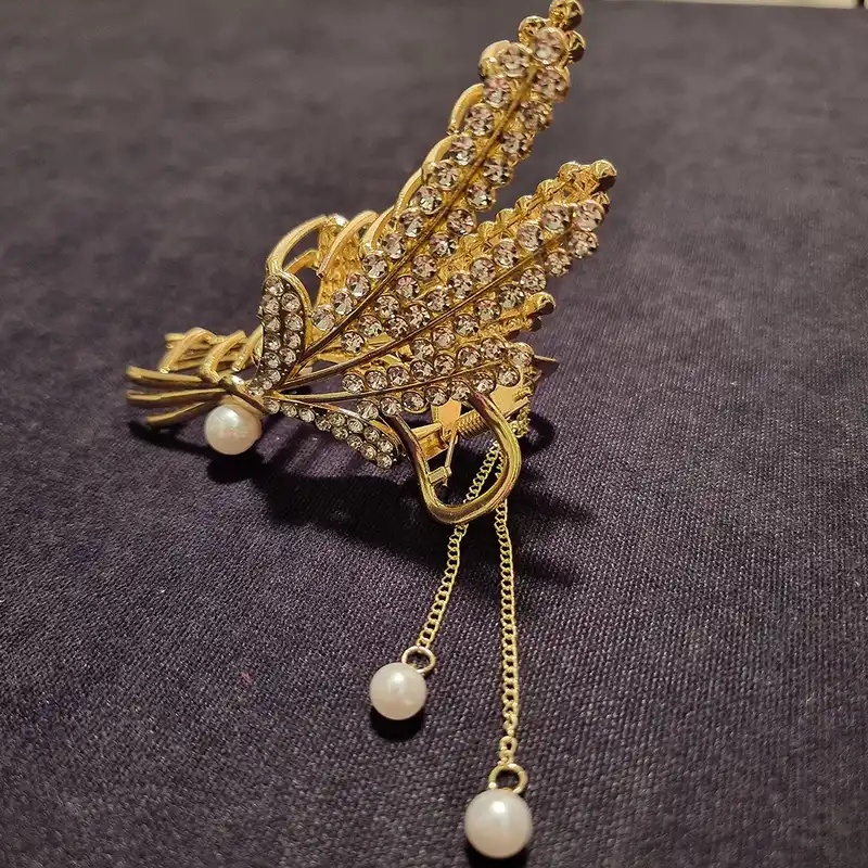 کلیپس مو زنانه مدل فلزی طرح گندم