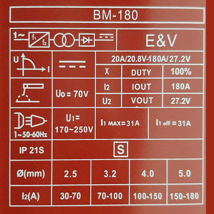 دستگاه جوش 180 آمپر ای اند وی مدل بی ام کد 180