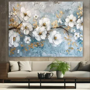 تابلو بوم طرح نقاشی مدل شکوفه سفید کد BK24142