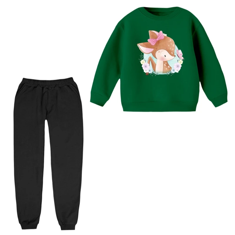 ست سویشرت و شلوار راحتی بچگانه مدل آهو بامزه کد 2 