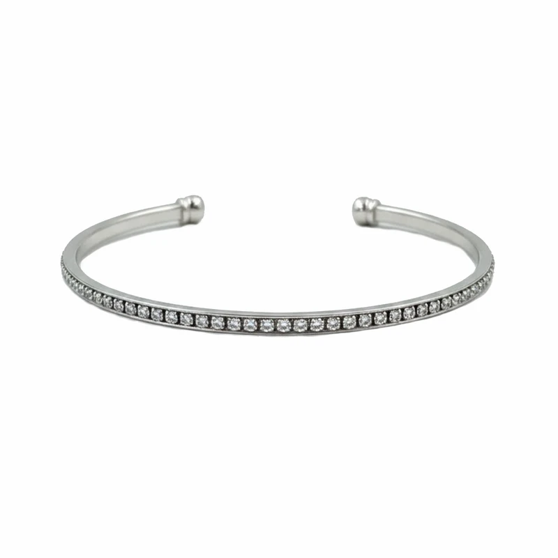 دستبند النگویی زنانه ژوپینگ مدل بنگل فول نگین مینیمال کد 220