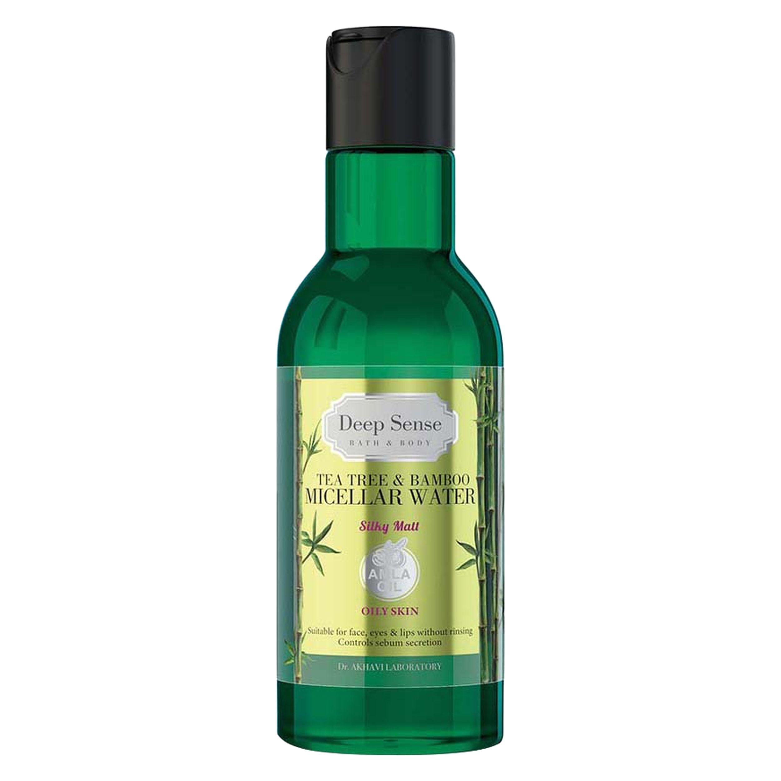 محلول پاک‌کننده آرایش صورت دیپ سنس مدل tea tree & bamboo حجم 160 میلی‌لیتر