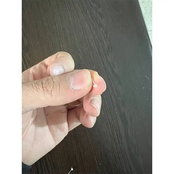 پیرسینگ نقره زنانه مدل سوزنی نگین کد 1259336