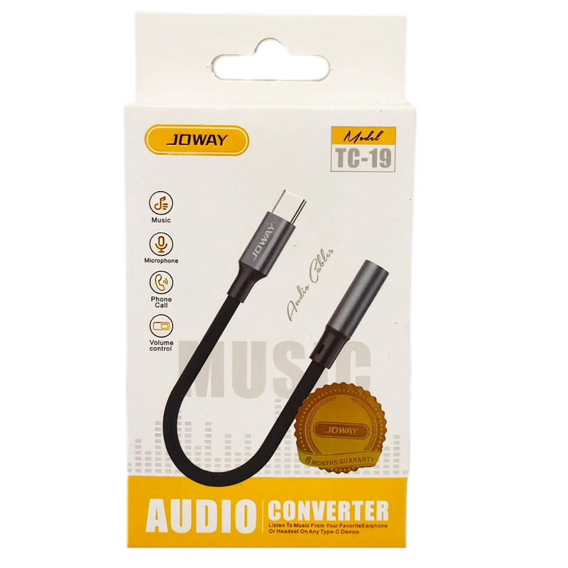 مبدل USB-C به 3.5 میلی متری جووی مدل TC-19 طول 0.12 متر