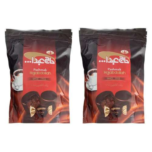 پشمک لقمه ای کاکائویی 60 درصد حاج عبدالله - 350 گرم بسته 2 عددی