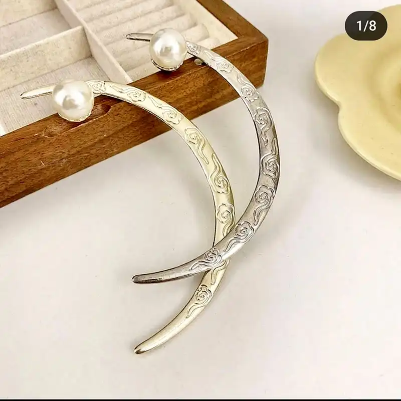 گیره مو زنانه مدل کانزاشی ژاپنی ماه و مروارید کد brg moon