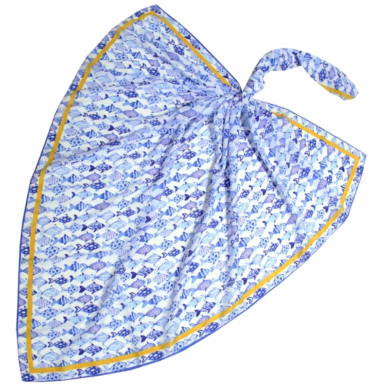 روسری زنانه مدل نخی چهارفصل هنری طرح ماهی کد 9870