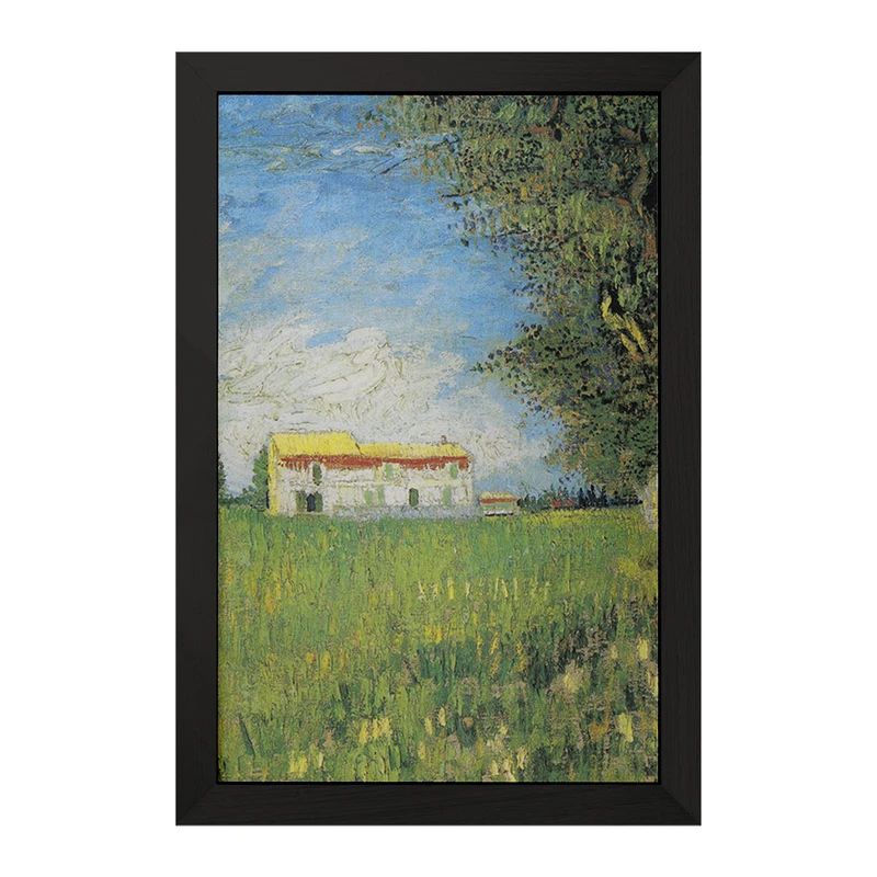 تابلو خندالو مدل خانه در مزرعه گندم ونسان ونگوگ (Van Gogh) کد 36786