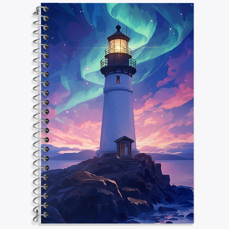 دفتر زبان 50 برگ خندالو مدل دو خط طرح فانوس دریایی کد F5879