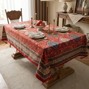 رومیزی مدل مخمل طرح سنتی سایز 190x135 سانتی‌متر