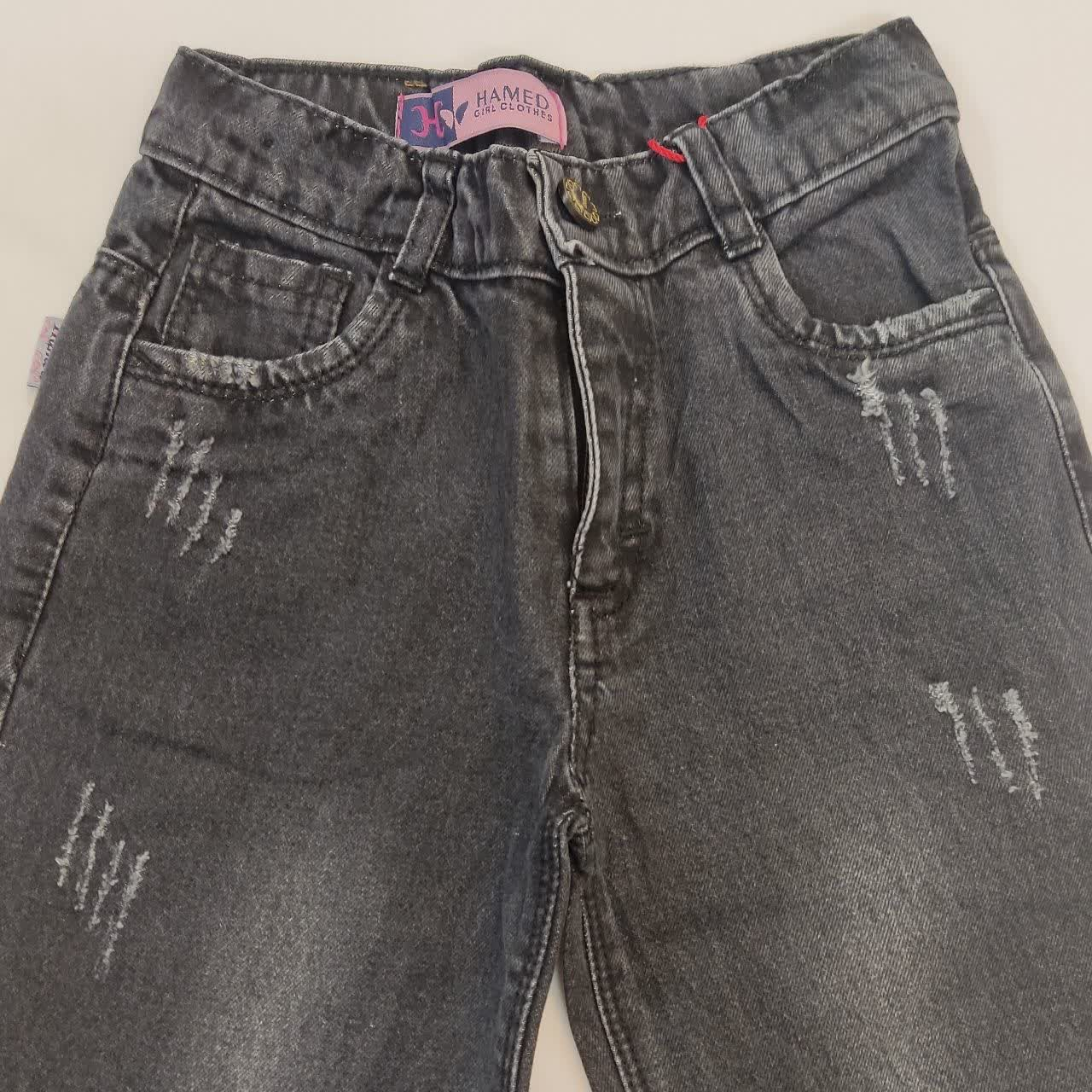 شلوار جین دخترانه حامد مدل نیم بگ 70100