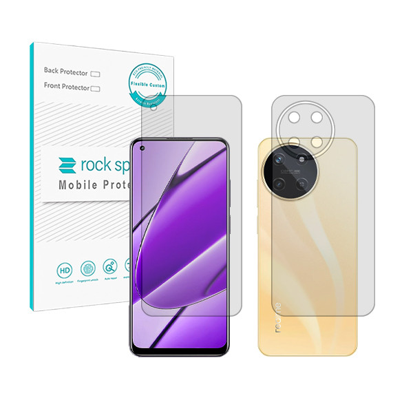 محافظ صفحه نمایش شفاف راک اسپیس مدل HyGEL مناسب برای گوشی موبایل ریلمی 11 4G به همراه محافظ پشت گوشی و لنز