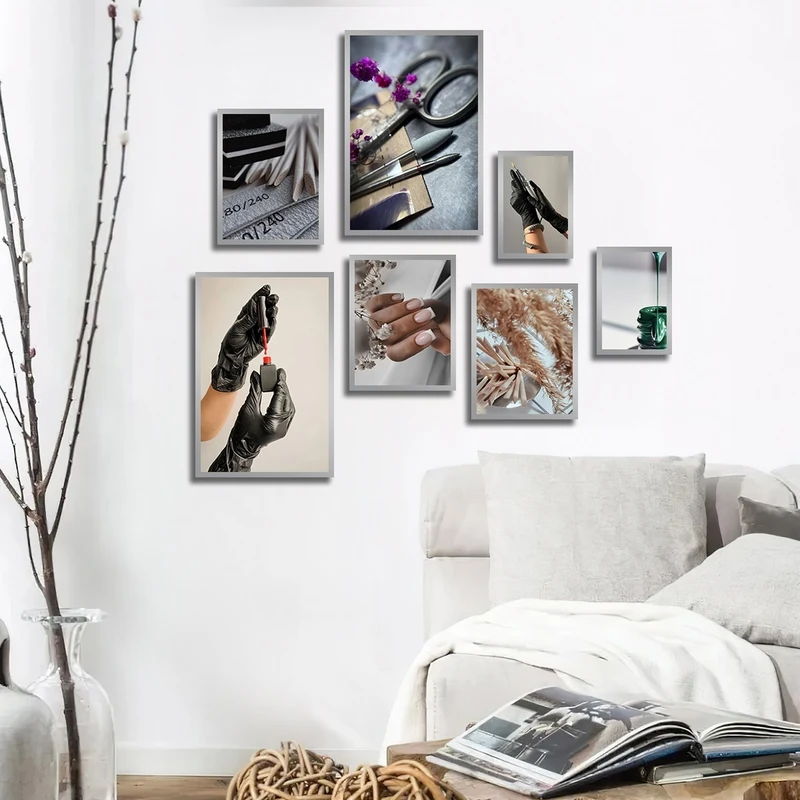 تابلو بکلیت طرح سالن آرایش و کاشت ناخن مدل SI-2734 مجموعه 7 عددی