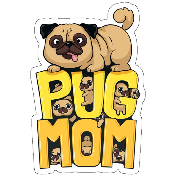 استیکر لپ تاپ مدل Pug Mom