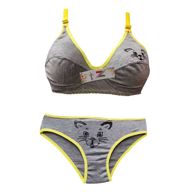 ست شورت و سوتین زنانه مدل گربه رنگ زرد