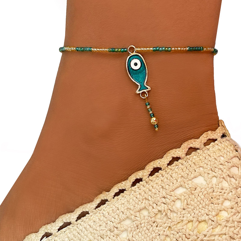 پابند زنانه دل تافته مدل ماهی چشم نظر کد Del_A24 پابند زنانه دل تافته مدل ماهی چشم نظر کد Del_A24