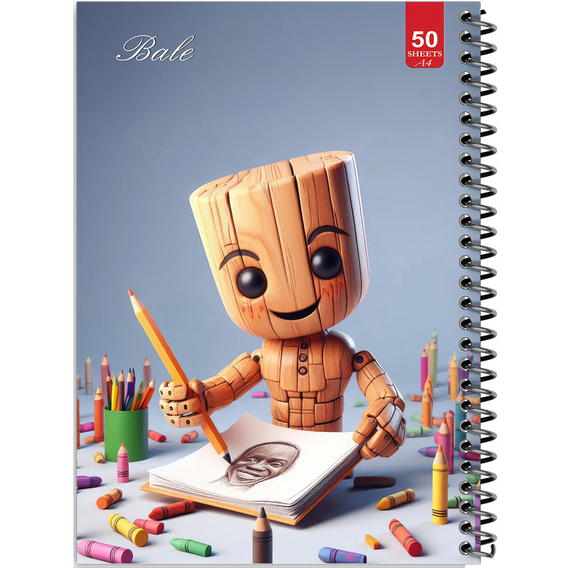 دفتر نقاشی 50 برگ انتشارات بله آدمک چوبی در حال نقاشی کد A4-L12