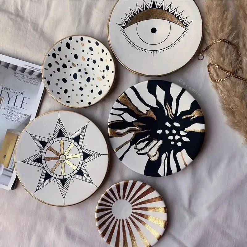 بشقاب دیوارکوب سفالی طرح مدرن کد 11 مجموعه 5 عددی