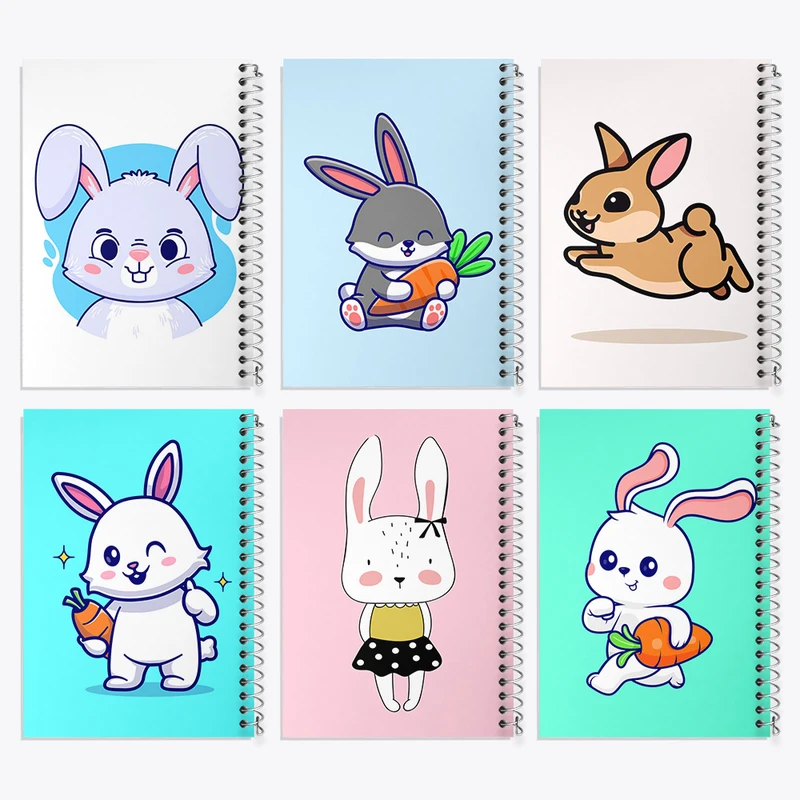 دفتر مشق 100 برگ خندالو طرح خرگوش بامزه کد 471 مجموعه 6 عددی