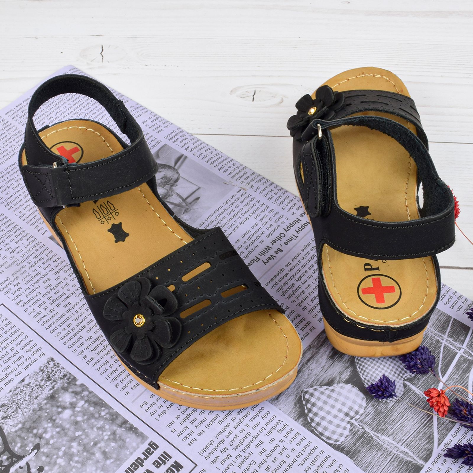 صندل زنانه پاپا مدل طبی گلدار برچسبی BK.4016 - - 7