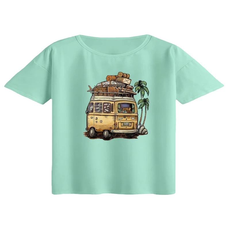 کراپ تی‌شرت آستین کوتاه زنانه مدل فولوکس کد ۵