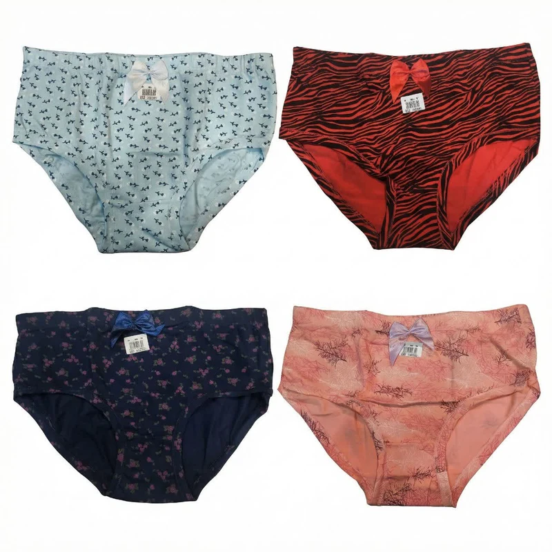 شورت زنانه مدل نخ پنبه L11158 بسته 4 عددی