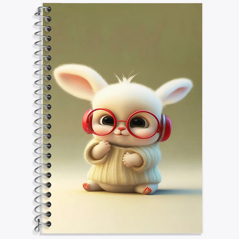 دفتر زبان 50 برگ خندالو مدل سه خط طرح خرگوش بامزه کد F5738