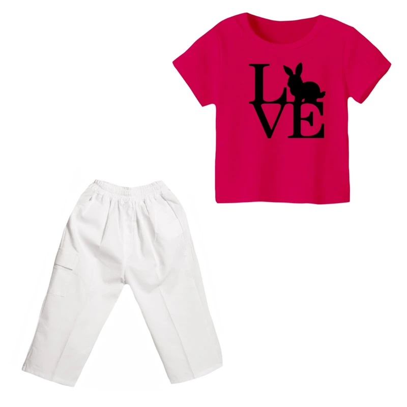 ست تی شرت و شلوارک دخترانه مدل خرگوش کد 5