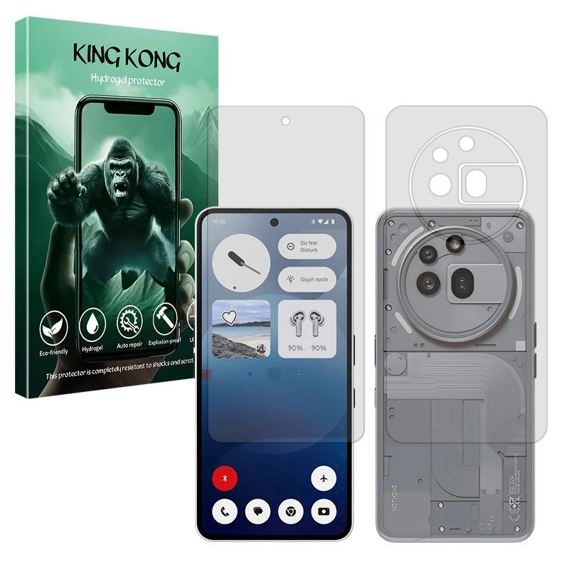 محافظ صفحه نمایش مات کینگ کونگ مدل Tough مناسب برای گوشی موبایل ناتینگ Phone 3a Pro به همراه محافظ پشت گوشی