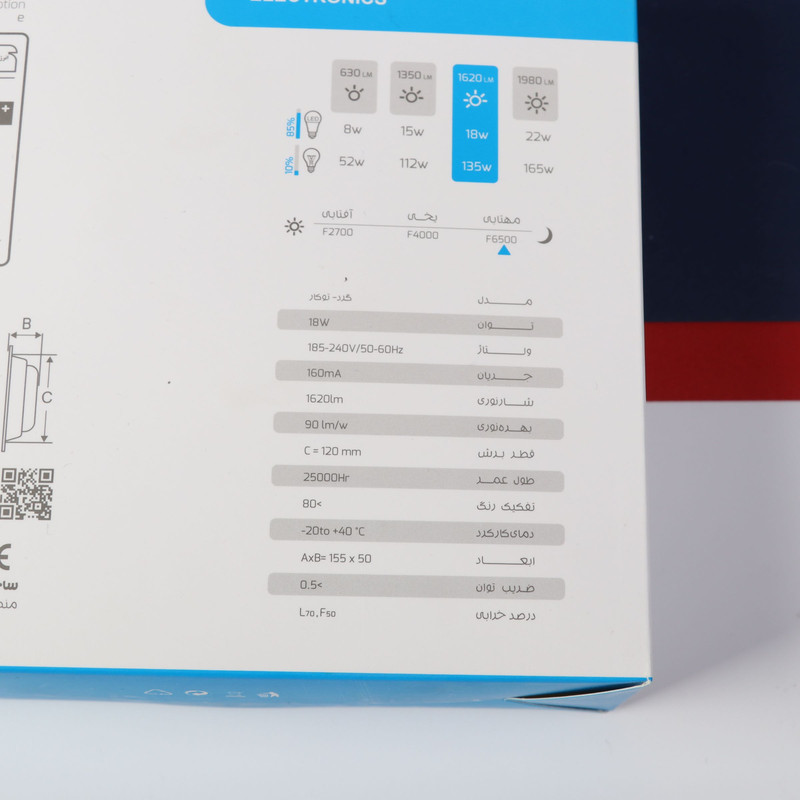 پنل ال ای دی توکار 18 وات بروکس کد Q7622 سری جنرال